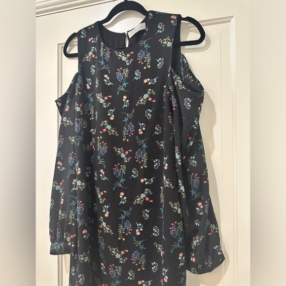 Wayf black floral open cold shoulder long sleeve mini dress - Picture 9 of 12